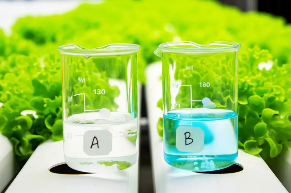 Phân bón AB được chia thành hai phần riêng biệt A và B để đảm bảo tính ổn định hóa học và khả năng hấp thụ tối ưu cho cây trồng.