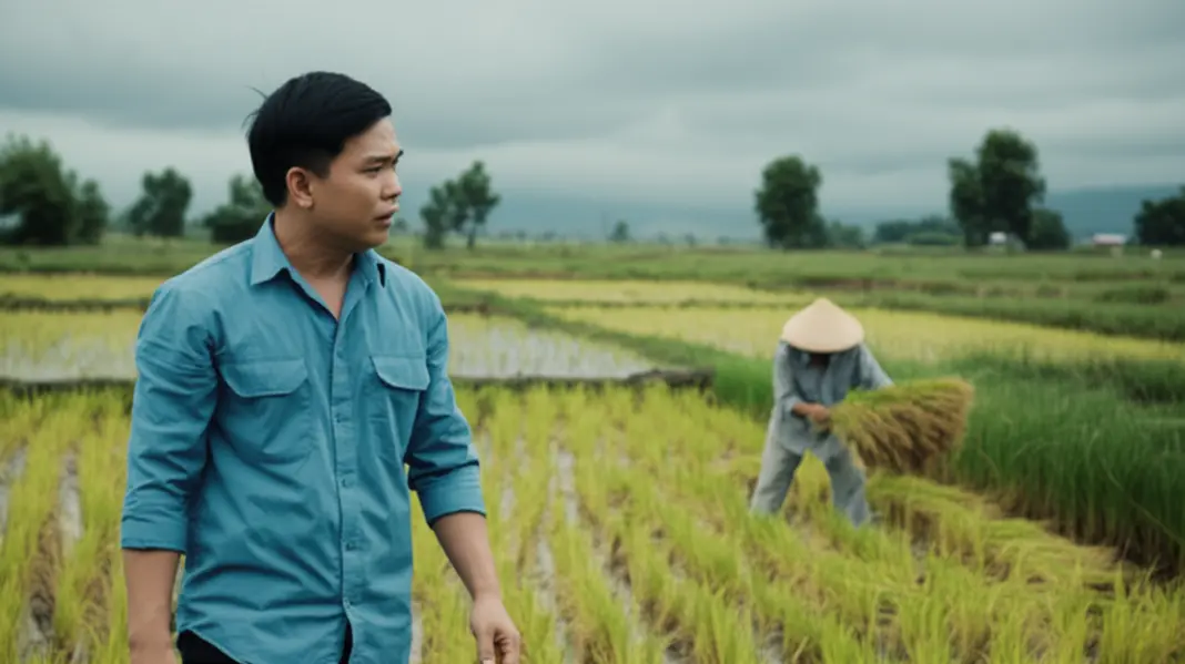 Anh Ba đại lý trầm tư trước nỗi lo năng suất của bà con nông dân.