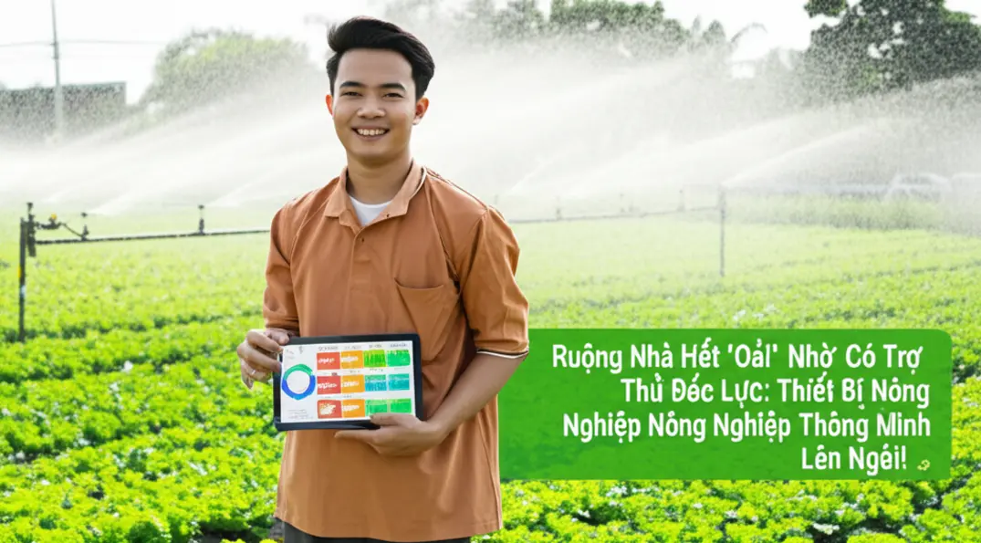 Nông dân thảnh thơi nghỉ ngơi trong khi drone đảm nhiệm việc phun thuốc.