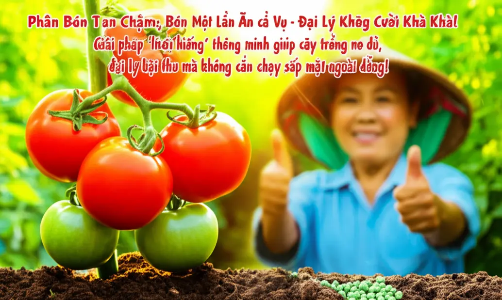 Cây cà chua sai trĩu quả, khỏe mạnh nhờ được cung cấp dinh dưỡng đều đặn từ phân bón tan chậm.