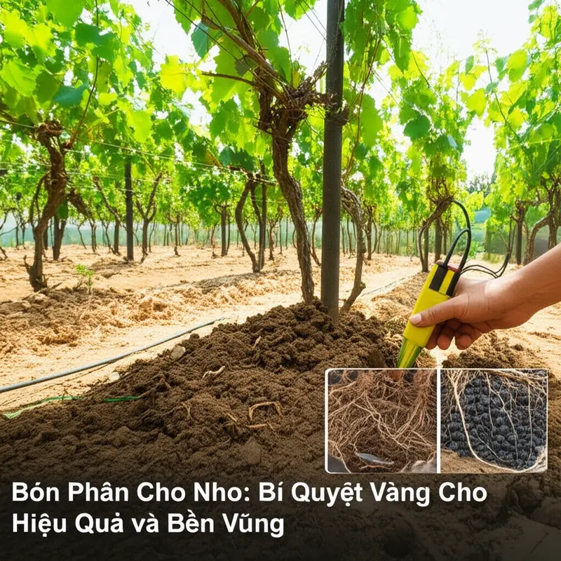 Các loại phân bón khác nhau phù hợp cho từng giai đoạn phát triển của nho.