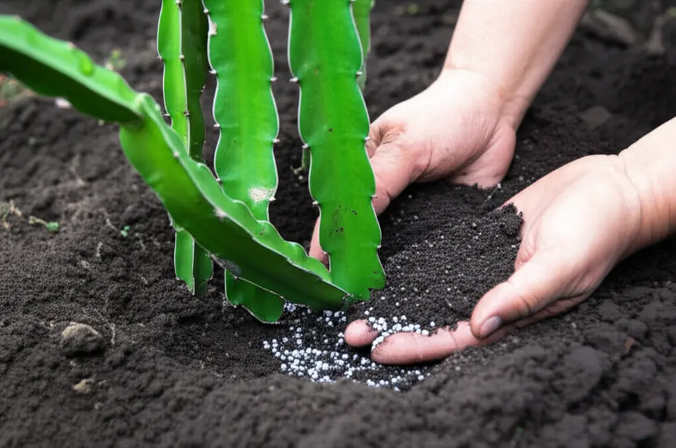 Bón phân hữu cơ cho cây thanh long giai đoạn kiến thiết.