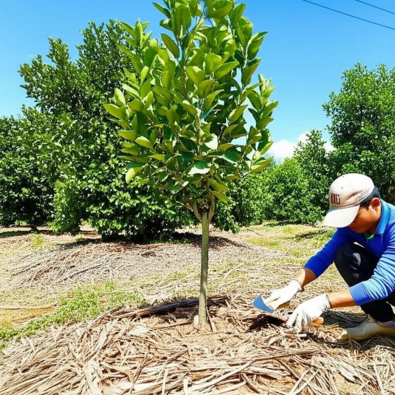 Bón phân cho cây bưởi non giai đoạn kiến thiết.