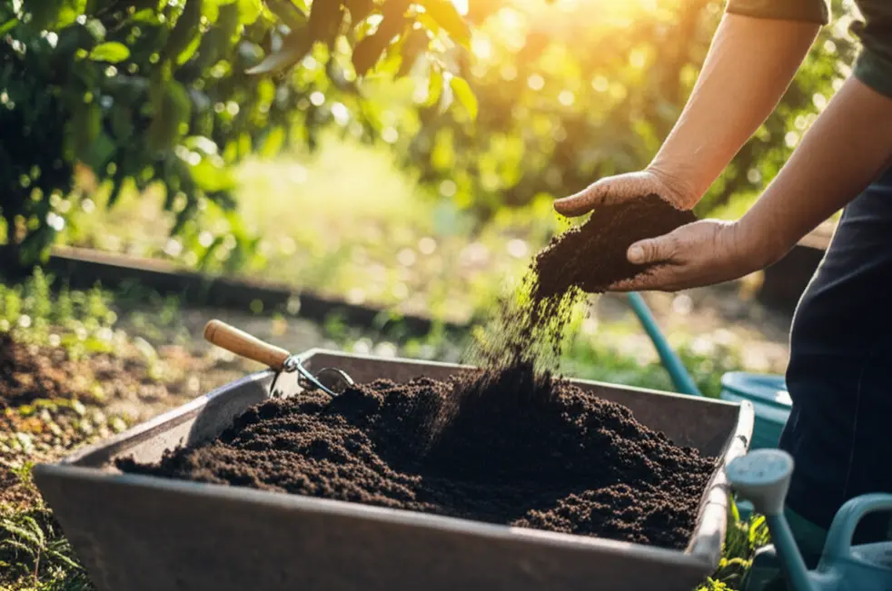 Chuẩn bị đất và phân hữu cơ chất lượng cao.
