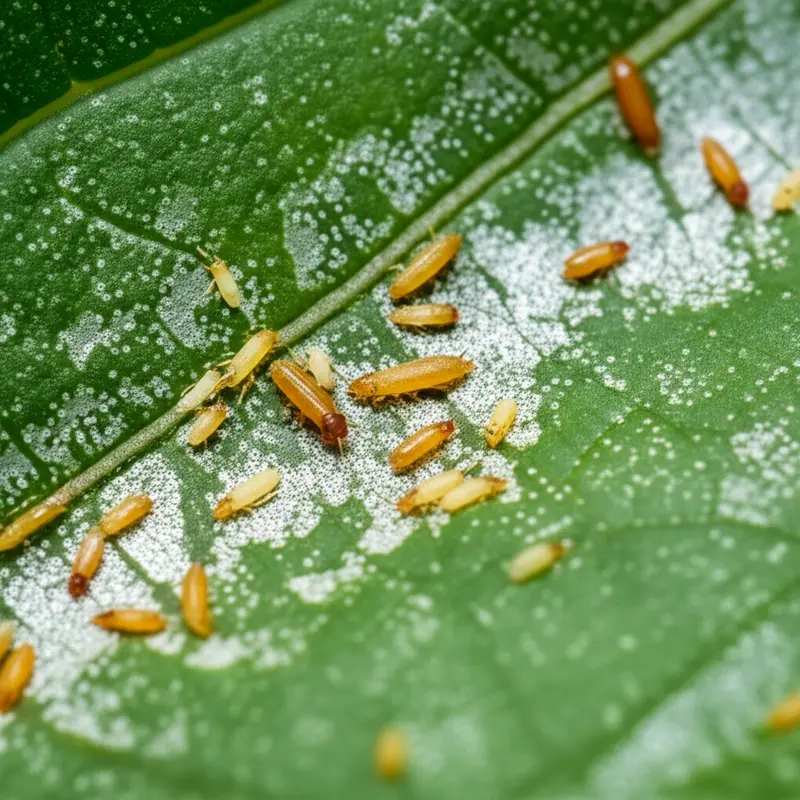 Dấu hiệu nhận biết bọ trĩ và tác hại trên lá rau.