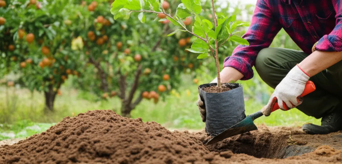 Chuẩn bị đất và phân hữu cơ chất lượng cao.