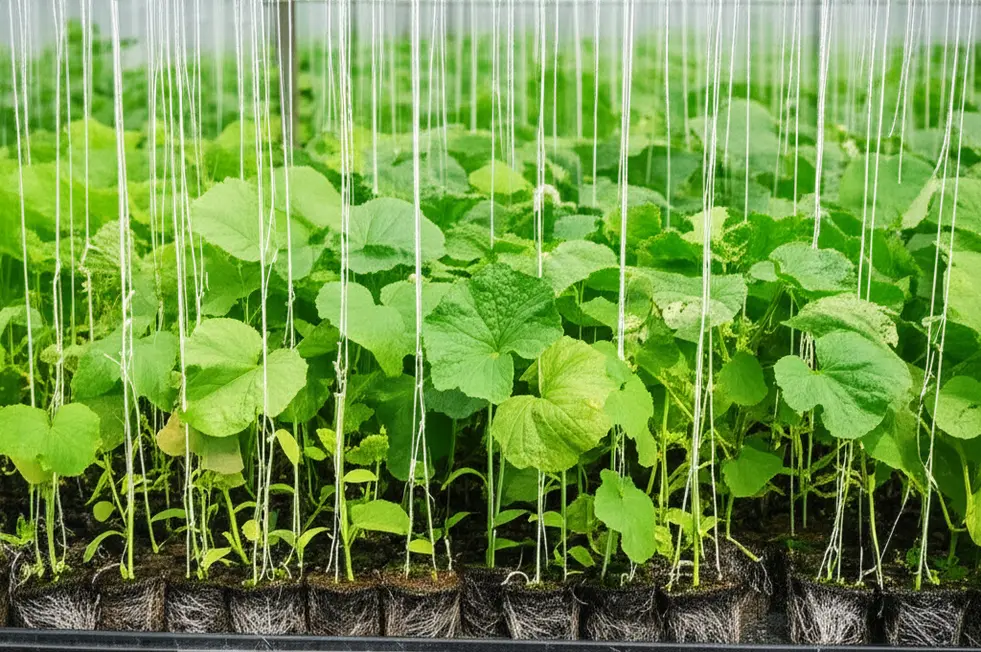 Các giống dưa lưới khỏe mạnh, sẵn sàng cho vụ mùa bội thu.