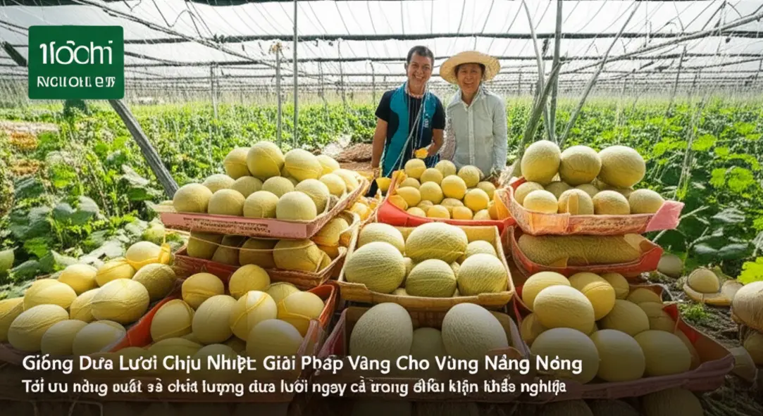 Thu hoạch dưa lưới thành công, năng suất cao nhờ giống chịu nhiệt.