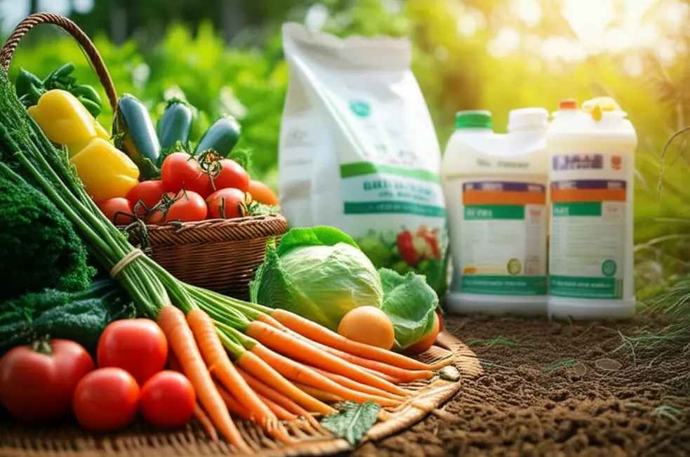 Hình ảnh vườn rau củ quả xanh tốt với vụ mùa bội thu.