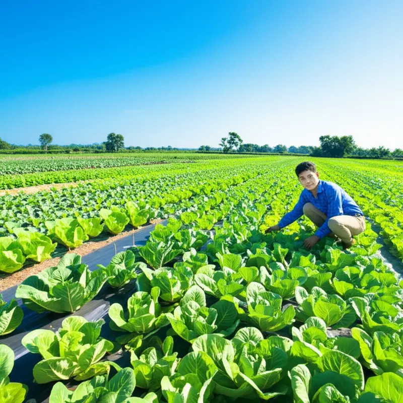 Ruộng rau xanh tốt, báo hiệu một mùa vụ thành công.