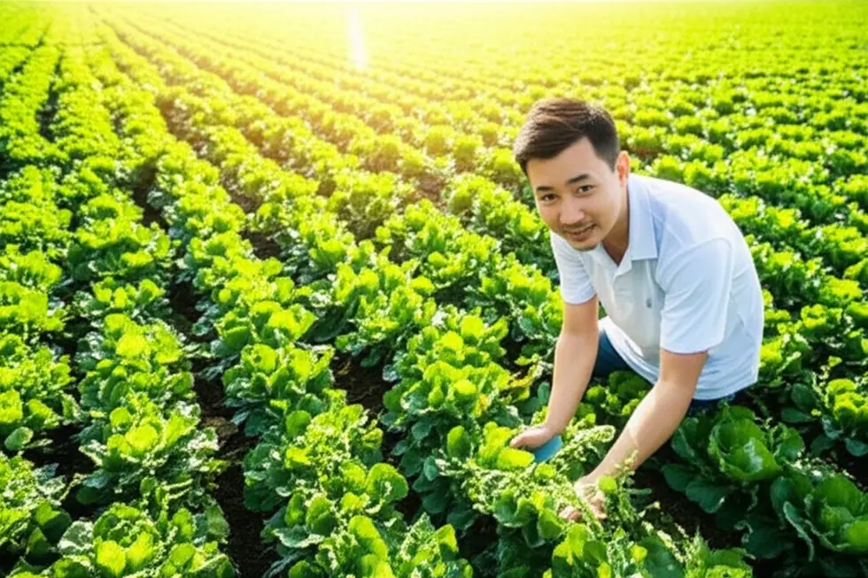 Cánh đồng xanh tốt nhờ phân bón tan chậm.