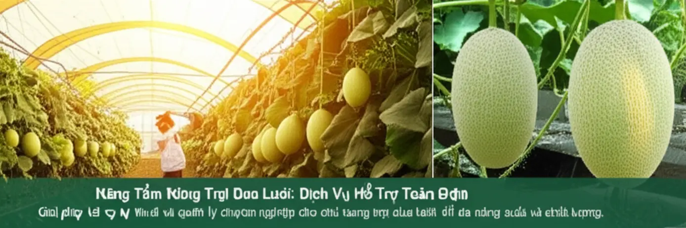 Toàn cảnh nông trại dưa lưới phát triển thịnh vượng.