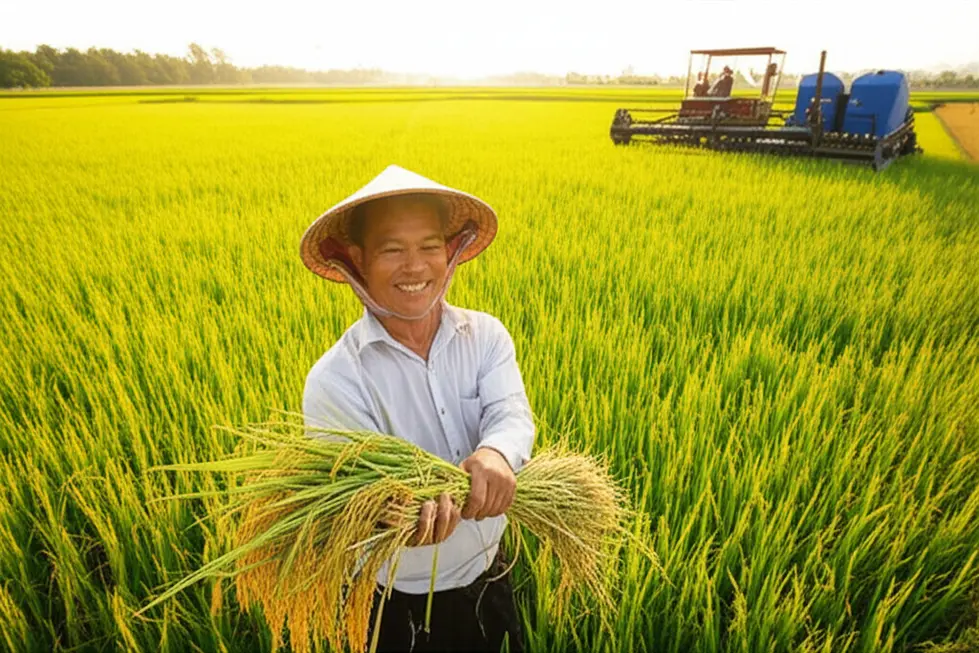 Nông dân vui mừng với vụ mùa bội thu nhờ sản phẩm AB Khang Nguyên.