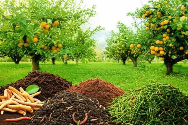 Hình ảnh mô tả các giai đoạn sinh trưởng của cây ăn trái và nhu cầu dinh dưỡng tương ứng.