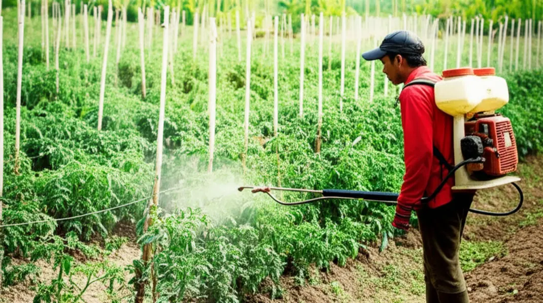 Dấu hiệu héo xanh vi khuẩn trên cây cà chua.