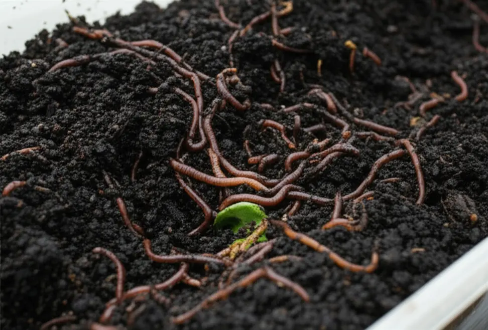 Chuẩn bị nguyên liệu ủ phân trùn quế.