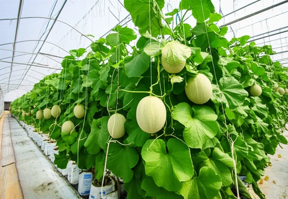 Vườn ươm dưa lưới khỏe mạnh, sẵn sàng cho giai đoạn trồng.