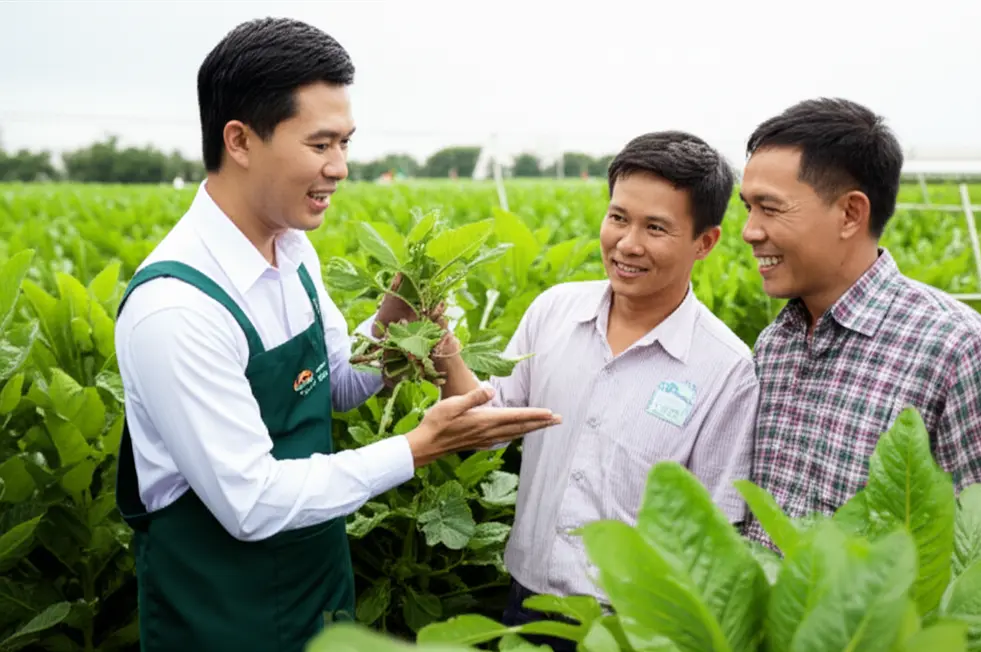 Nông dân vui mừng với vụ mùa bội thu nhờ sản phẩm AB Khang Nguyên.