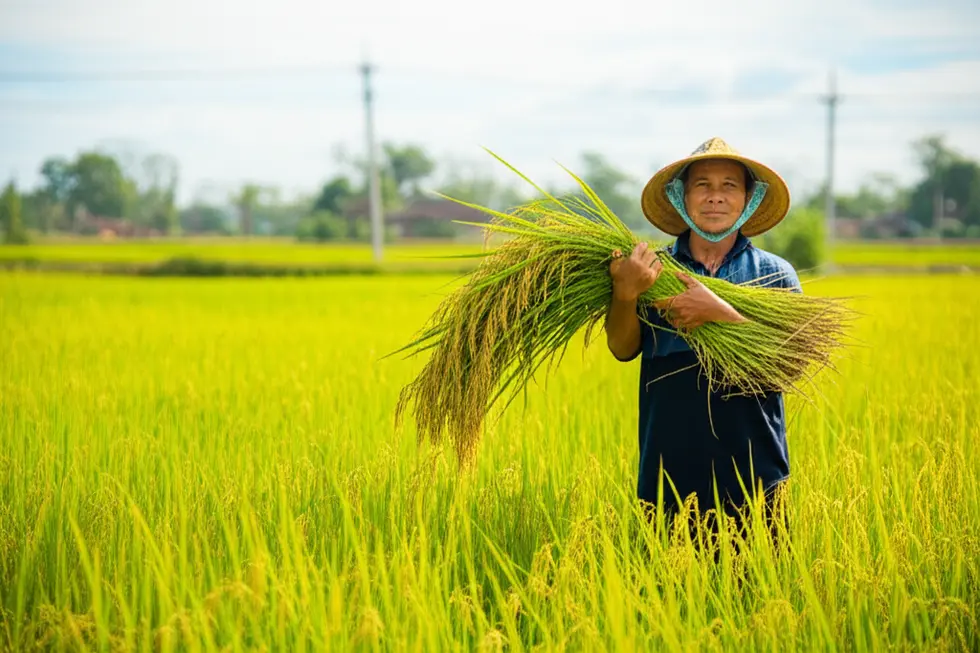 Cánh đồng lúa chín vàng rực, biểu tượng của sự thành công trong nông nghiệp.