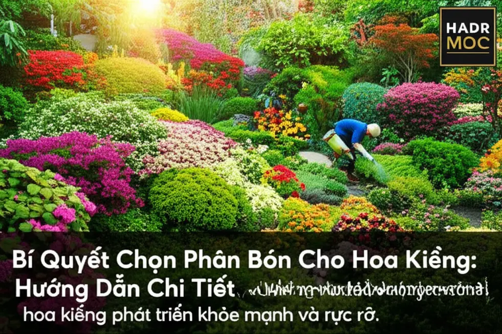 Khu vườn đầy màu sắc với nhiều loại hoa kiểng khác nhau.
