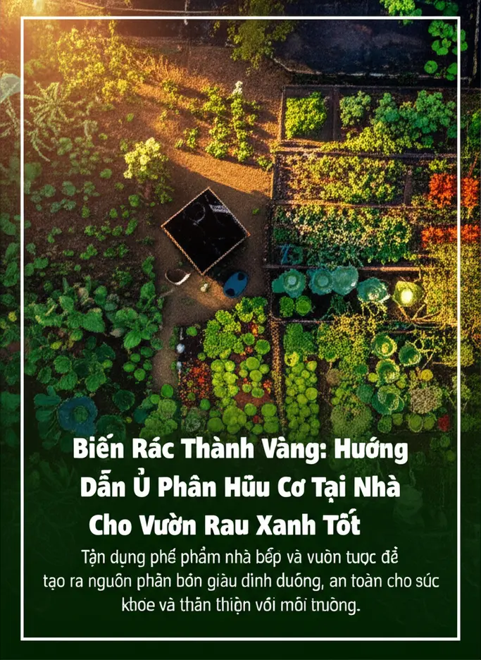 Vườn rau tại nhà sử dụng phân hữu cơ ủ, cho năng suất cao.