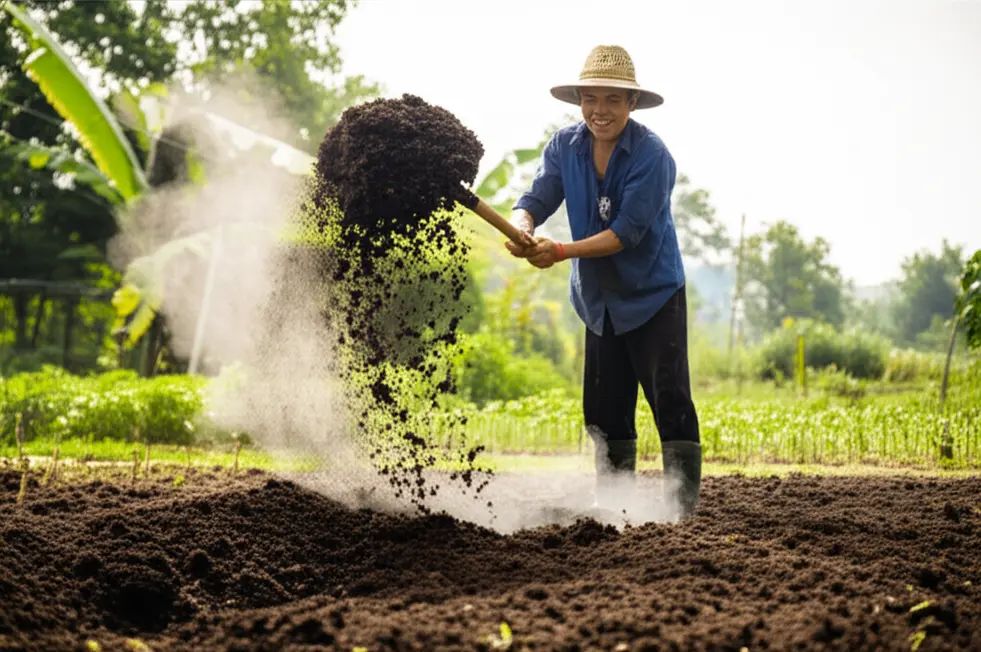 So sánh lá cây khỏe mạnh (trái) và lá cây có dấu hiệu thiếu dinh dưỡng (phải).