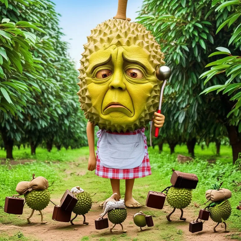 Cây sầu riêng ‘mẹ’ đang than trời vì ‘đám con’ dỗi hờn bỏ đi.