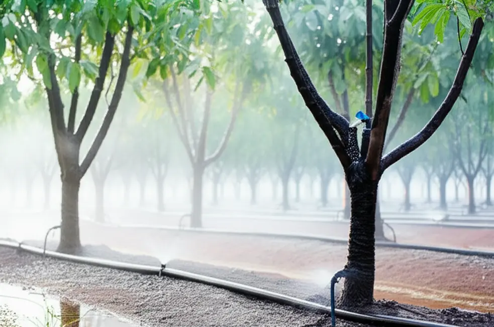 Người nông dân đang kiểm tra đất để tìm nguyên nhân khiến cây còi cọc, kém phát triển.