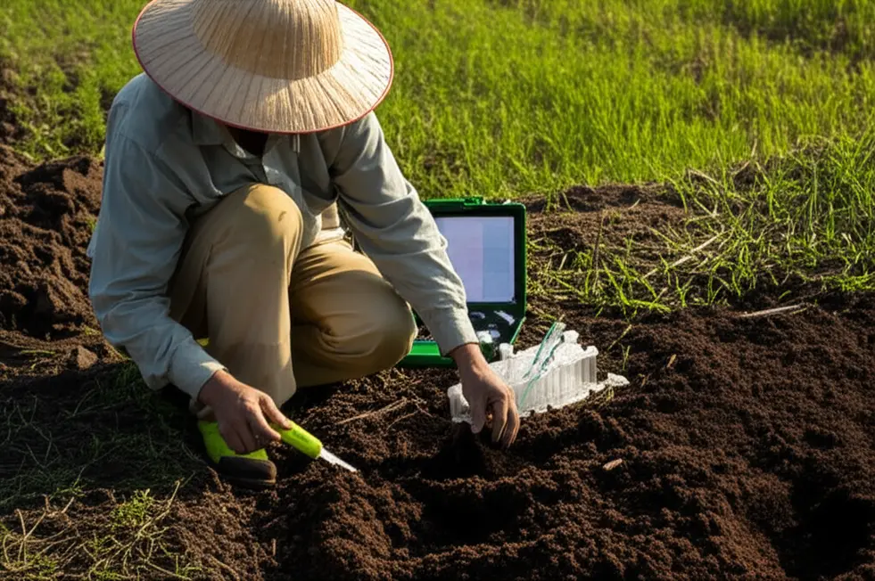 Sự đối lập rõ rệt giữa cây còi cọc và cây khỏe mạnh cùng lứa, giúp nông dân dễ dàng nhận diện vấn đề.