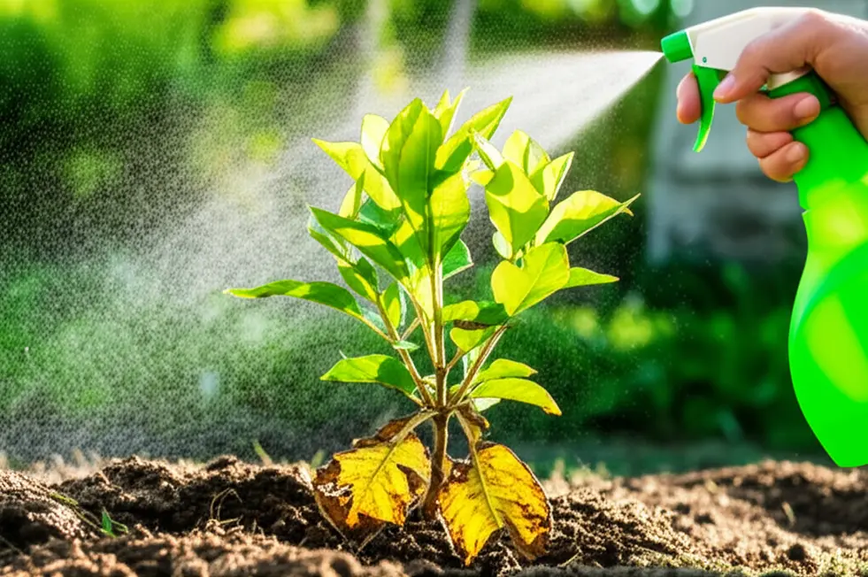 Cháy lá có thể do cháy nắng (trái) hoặc do bệnh nấm (phải).