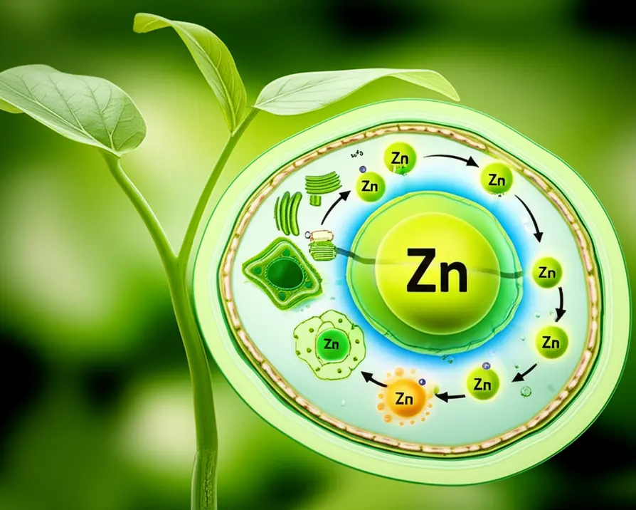 Sơ đồ minh họa vai trò của kẽm trong việc kích hoạt enzyme và tổng hợp hormone sinh trưởng cho cây.