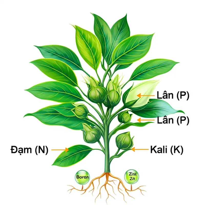 Vai trò của Lân (P) và Kali (K) là tối quan trọng trong việc kích thích cây ra hoa.
