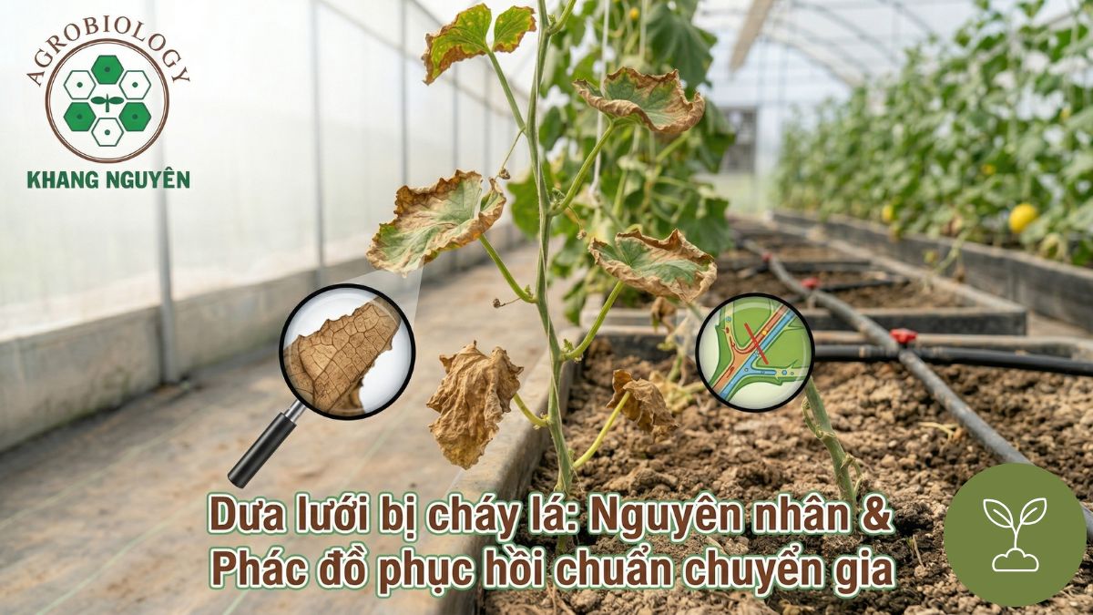 Dưa lưới bị cháy lá: Nguyên nhân & Phác đồ phục hồi chuẩn chuyên gia