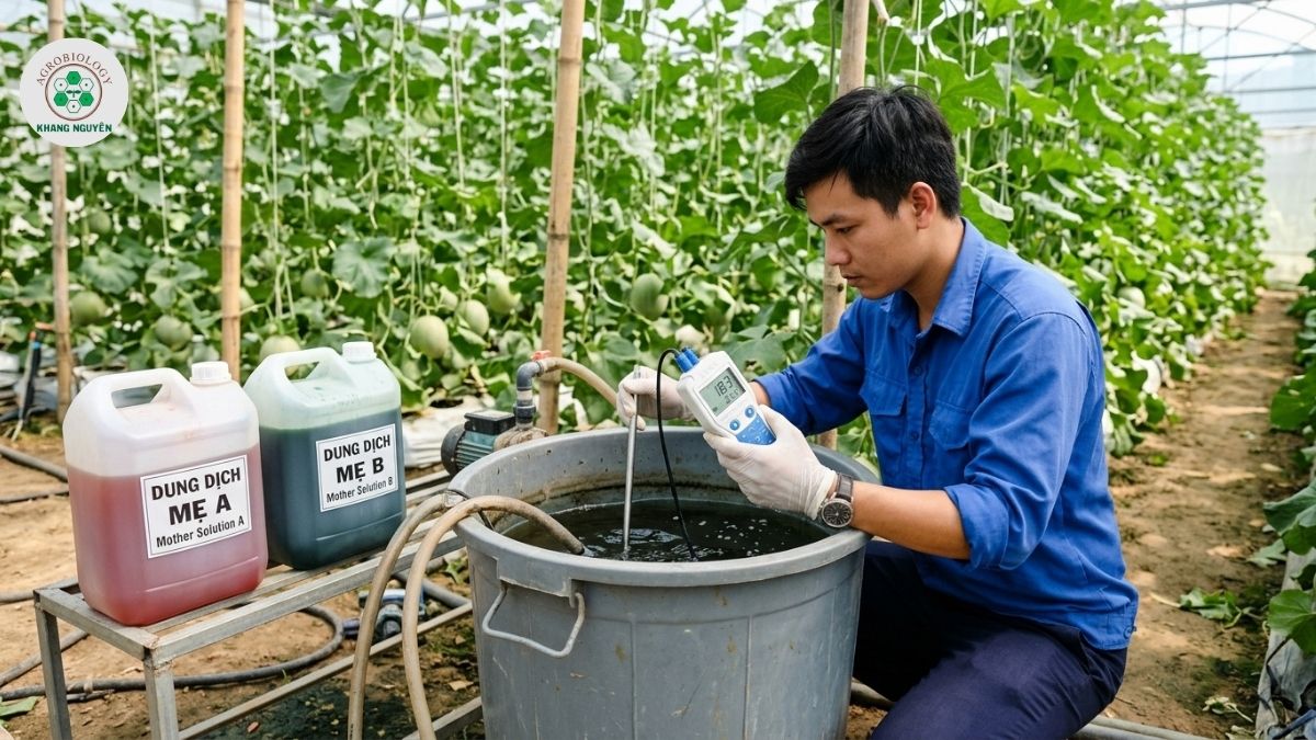 Hướng dẫn cách pha và sử dụng phân bón Mix AB cho dưa lưới