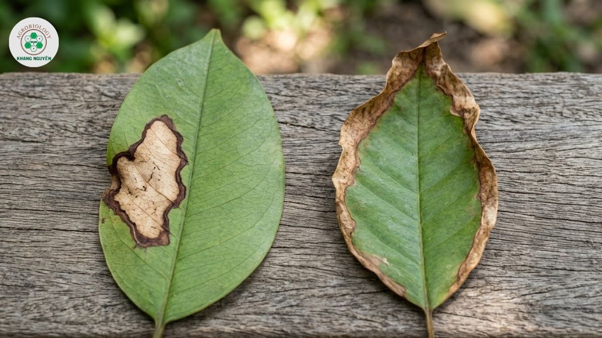 Phân biệt sầu riêng bị cháy lá do nấm và do sinh lý