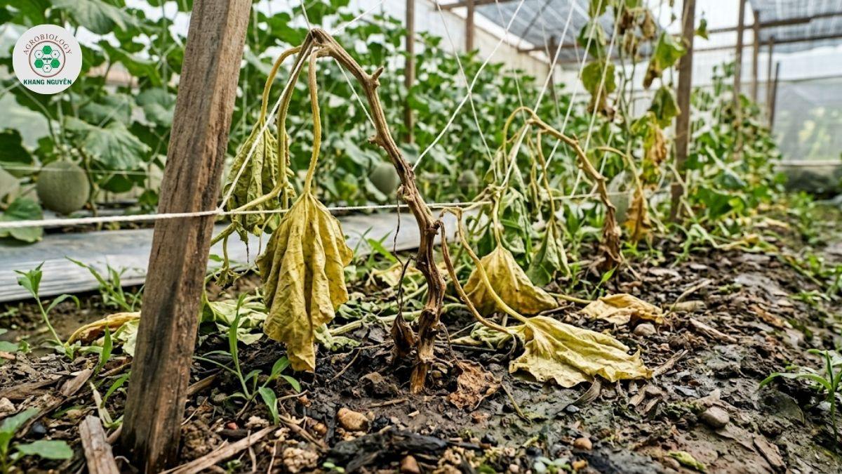 Thuốc trị bệnh dưa lưới thối rễ và héo rũ
