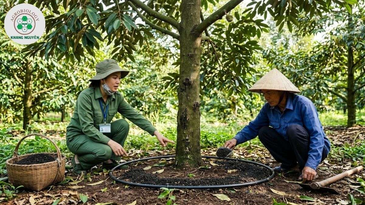 Kỹ thuật bón phân quanh tán cho sầu riêng