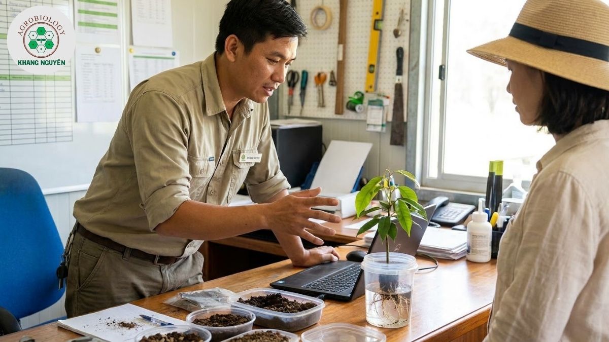 Chuyên gia Khang Nguyên đồng hành và tư vấn kỹ thuật sầu riêng