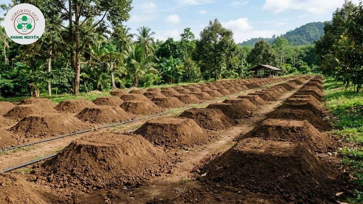Lên mô và chuẩn bị đất trồng sầu riêng Dona