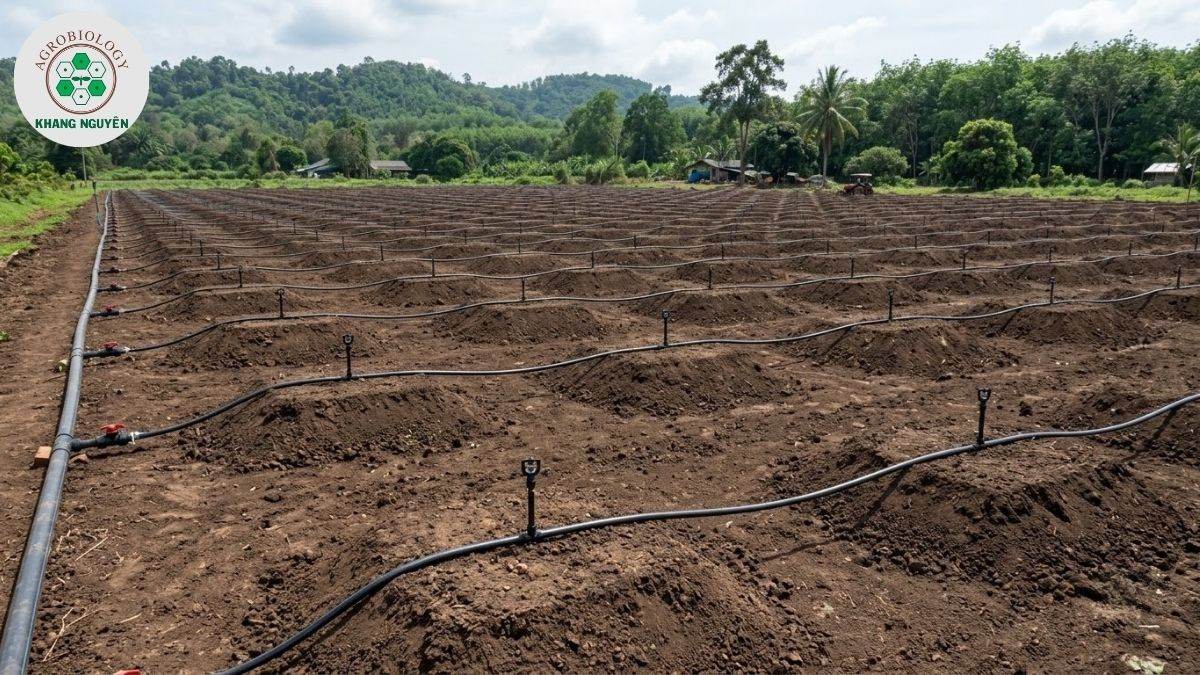 Chuẩn bị mô đất và hệ thống tưới trước khi trồng sầu riêng Monthong