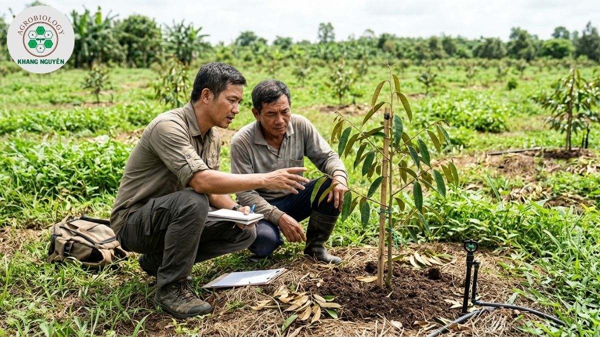 Chuyên gia Khang Nguyên hướng dẫn chăm sóc cây sầu riêng giống sau khi trồng