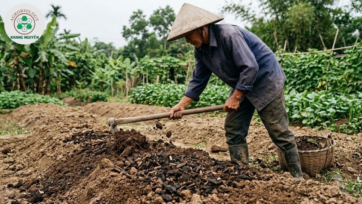 Bón lót vi sinh Tricho-Bacte cải tạo đất mô sầu riêng